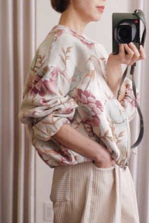 jacquard blouson white pink
