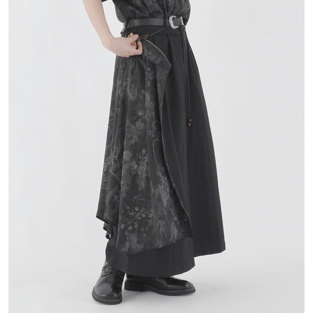 Zip-off overlay wide trousers C1157