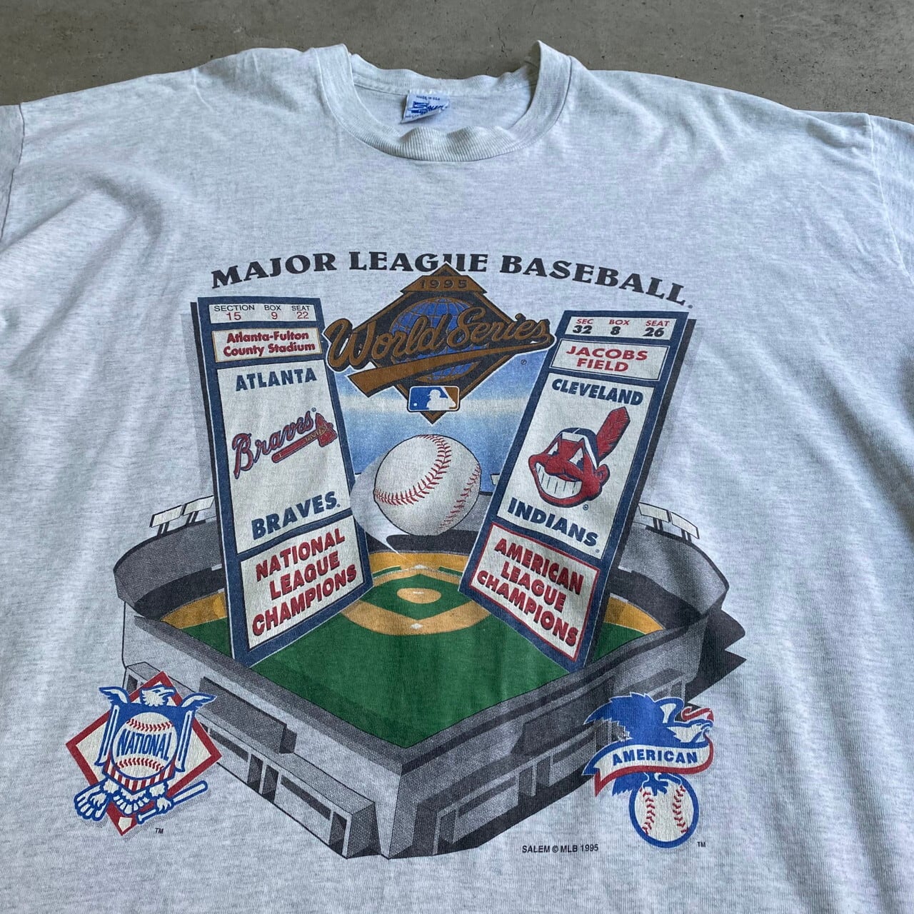 90年代 TRENCH MLB ATLANTA BRAVES アトランタブレーブス スポーツプリントTシャツ USA製 メンズXL ヴィンテージ /eaa318501