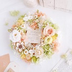 やさしい彩りに想いをのせて＊バラと小花のメッセージ入りリース 【オレンジ】
