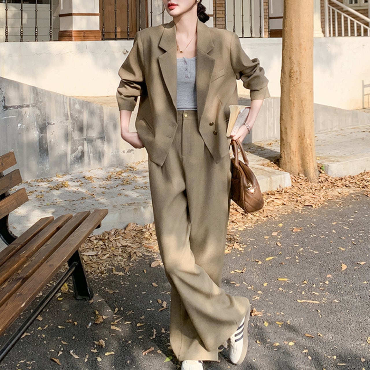 Khaki jacket and pants set S570