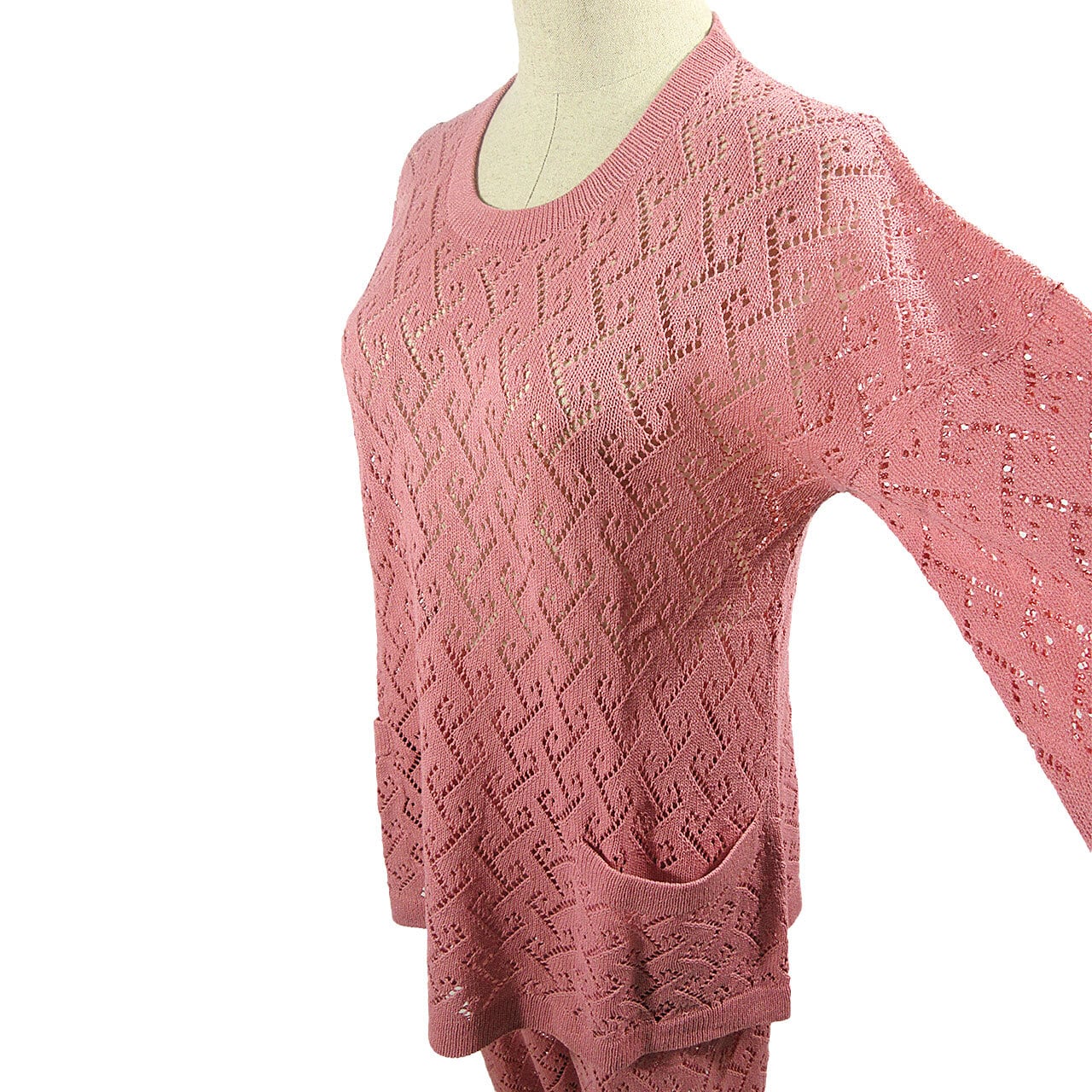 582 pink lace tops / ピンク レース トップス / レース編み / サマー