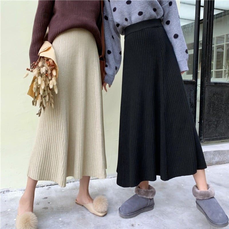 ニットスカート オータムウィンターハイウェストウェスト薄手ルーズセーター 秋物 冬物 YY-ファッション71209350221