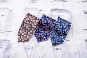 Printed tie Five Folds bleu "clip" 9060-23,9061-23,9062-23