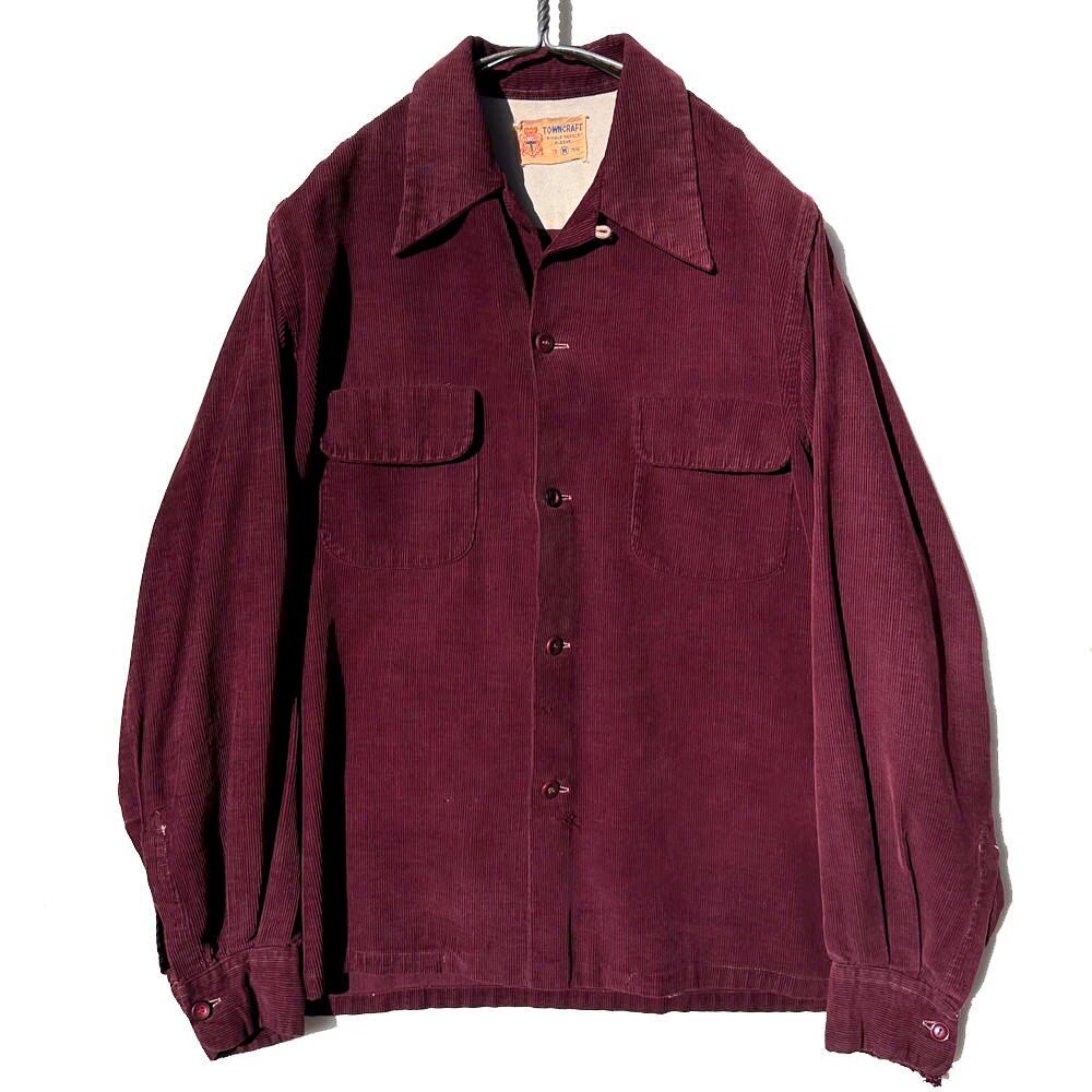 TOWNCRAFT] Vintage open collar corduroy shirt [1940s-] Vintage