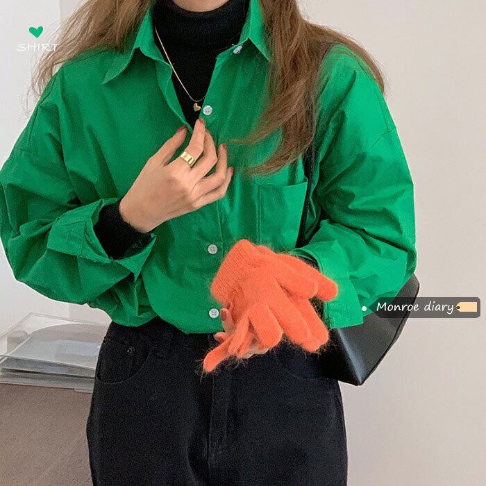 シャツ ジャケット オータムウィンタースタイルルーズトップス ロング 秋物 冬物 モンロー71254063795