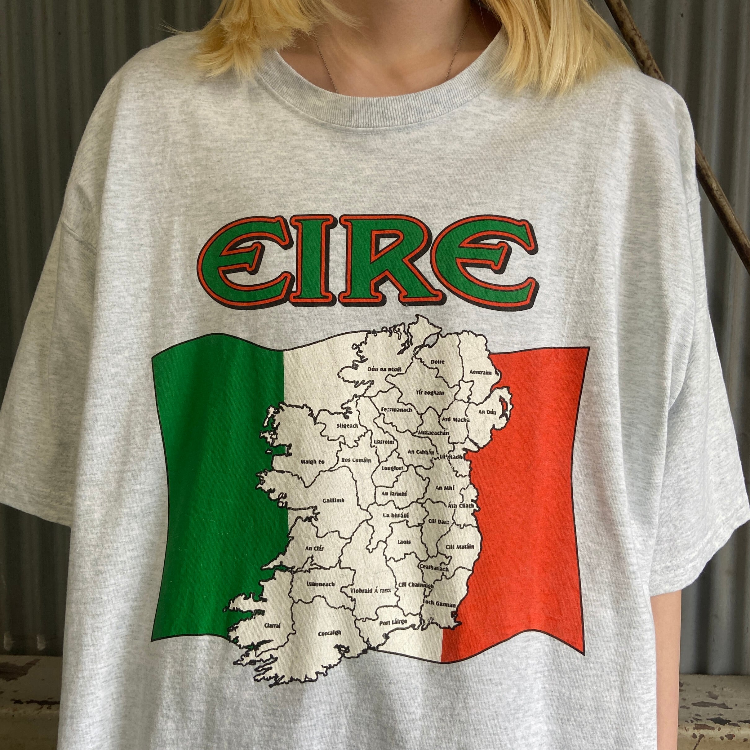 00年代 アイルランド EIRE 地図 マップ 両面プリント Tシャツ メンズXL