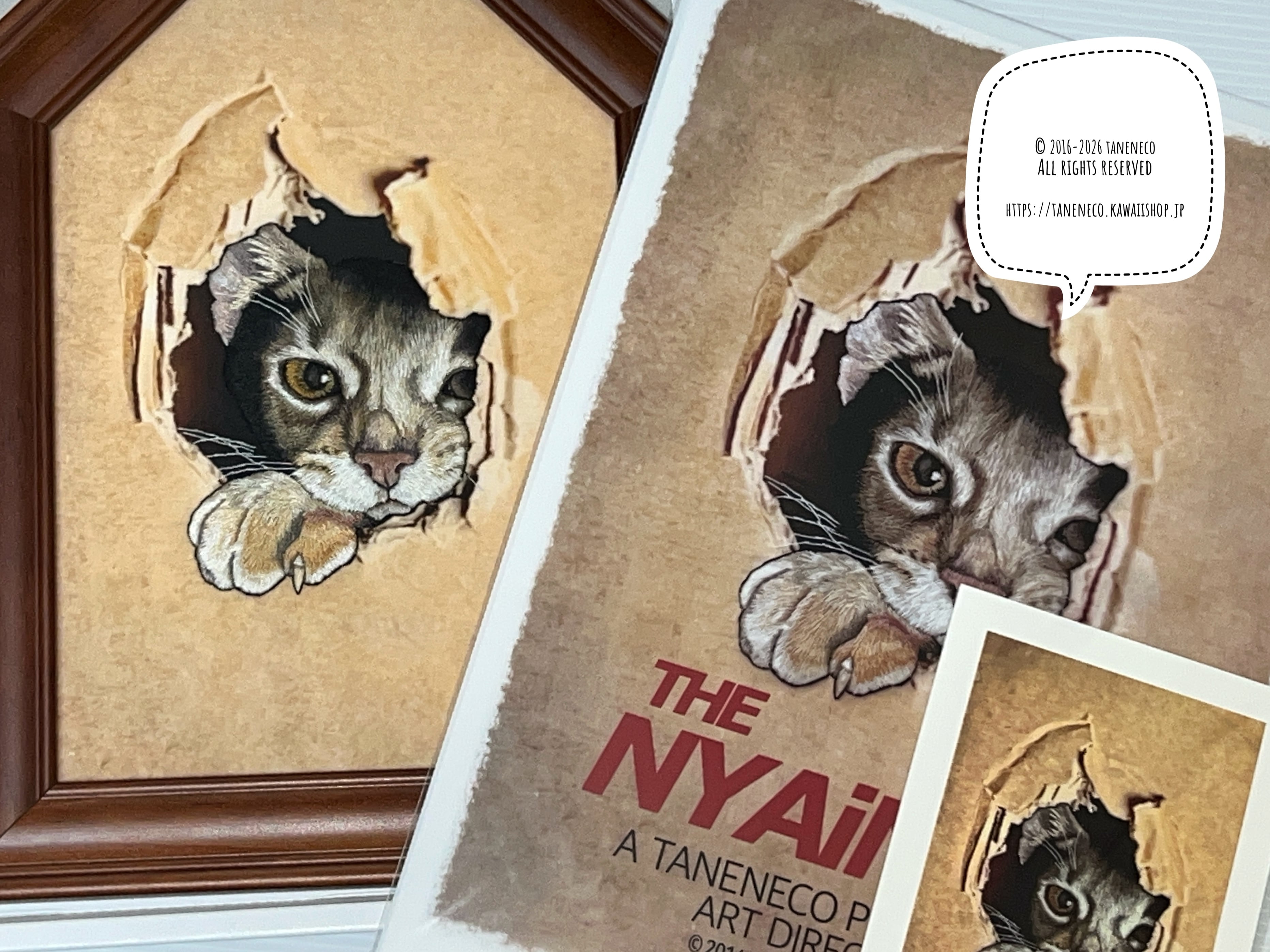 taneneco手刺繍『THE NYAININGクリアファイル付』刺繍アート