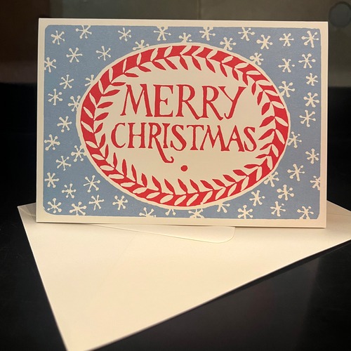 Christmas Card: Merry Christmas Red and Blue