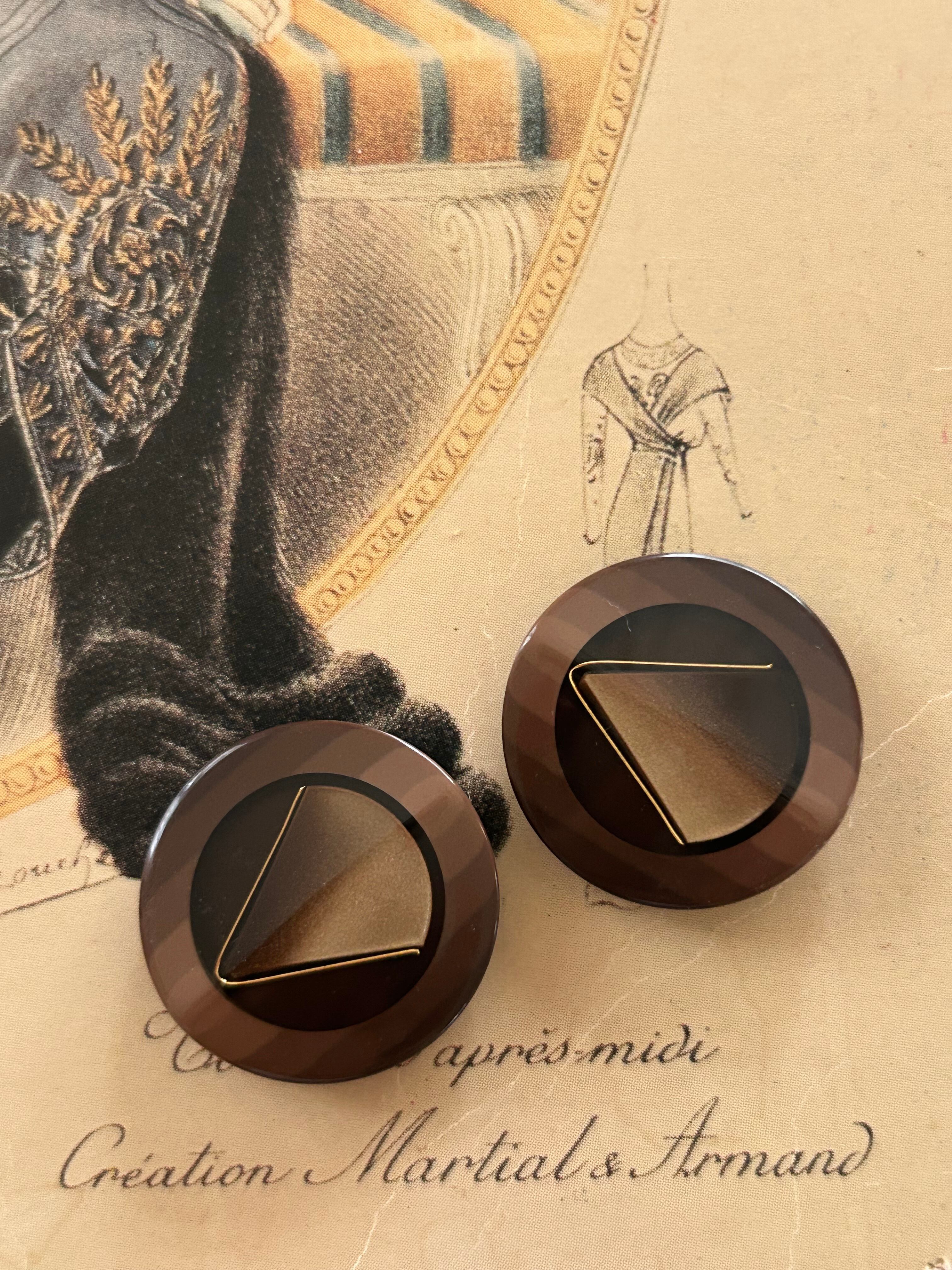 Japanese Vintage ボタン ブラウン×ゴールド 23mm 昭和レトロ アクセサリーパーツ 装飾材 カルトナージュ