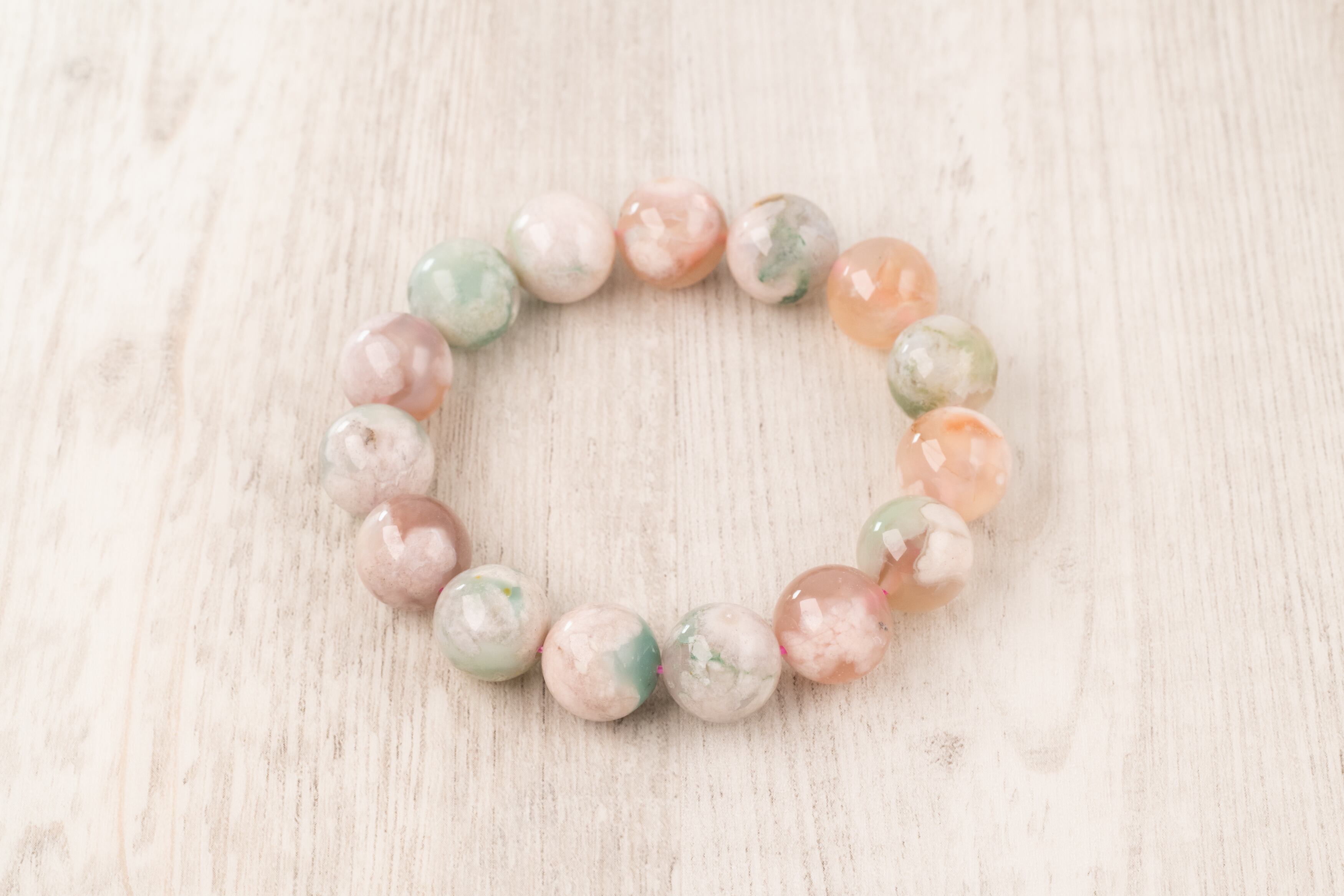 ◇一点物◇ 桜瑪瑙/チェリーブロッサムアゲート ブレスレット 14mm