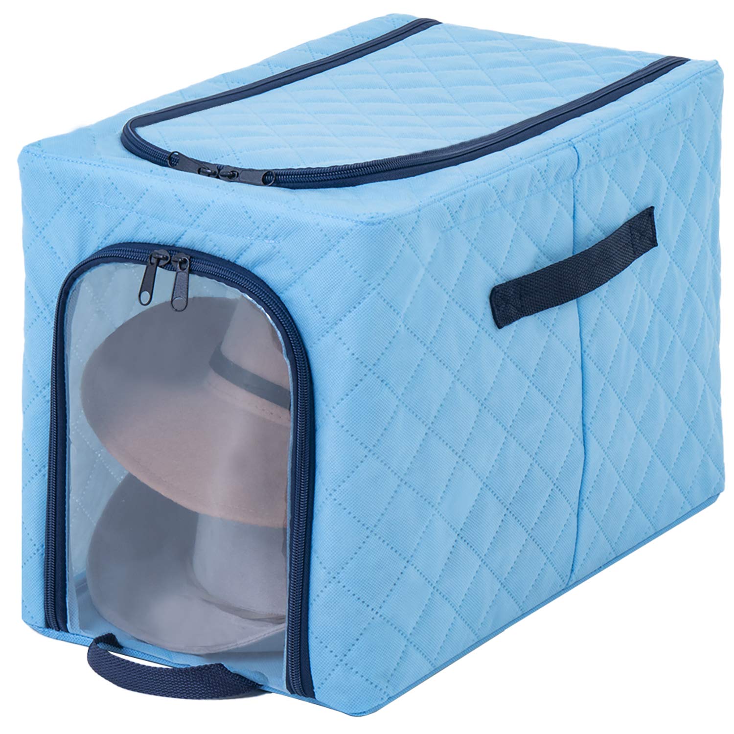 アストロ 収納ケース ライトブルー Sサイズ 約W25×D40×H28cm ワイヤー入り 不織布 吸湿 除湿 防ダニ 積み重ねできる 620-90