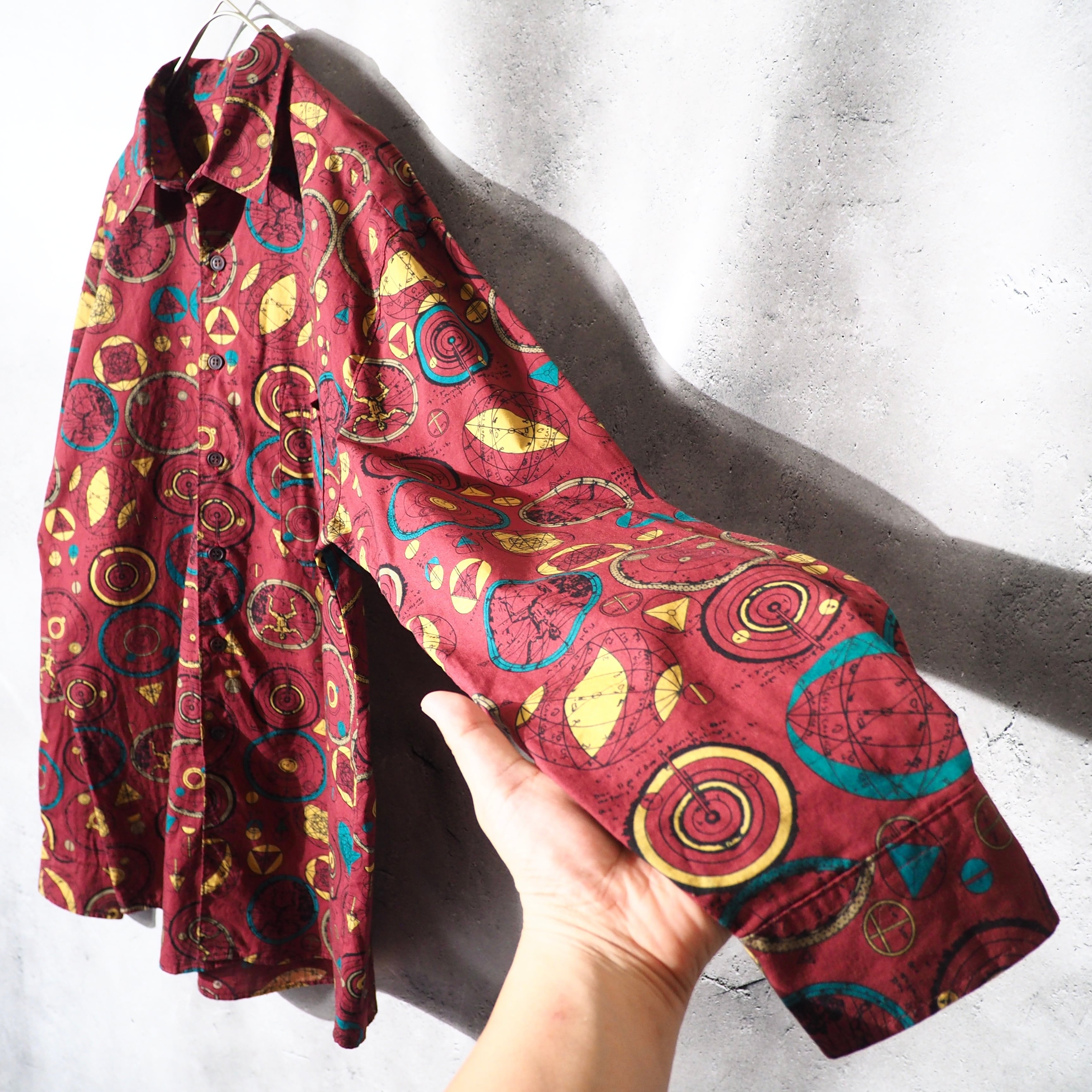 1990s Total shapes pattern Design vintage Loose shirt