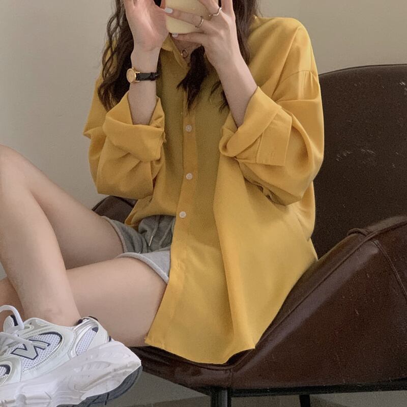 シャツ トップス スプリングルーズカラー ロング 春物 試着室48755370564