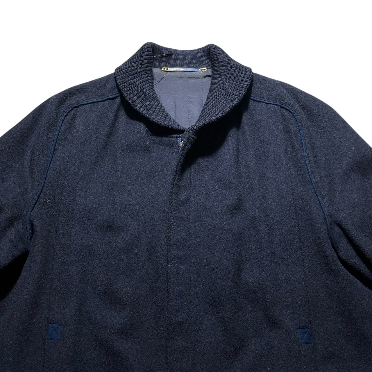 euro vintage pleats design shawl collar wool blouson