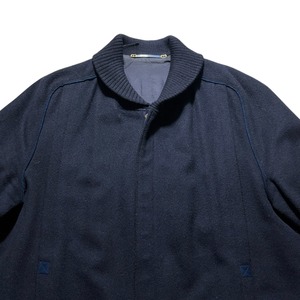 euro vintage pleats design shawl collar wool blouson