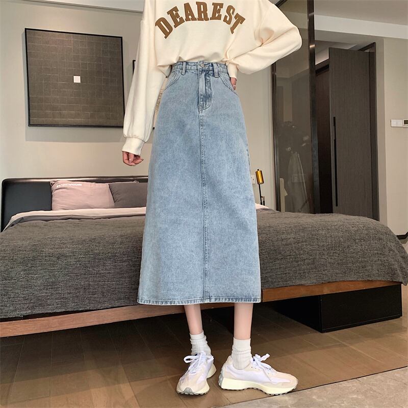 スカート レディース デニムスカート ロングスカート ミモレ丈 ミディアム丈 Aライン スリット ハイウエスト デニム かわいい 大人可愛い シンプル カジュアル 大人 上品 おしゃれ ナチュラル こなれ感 キュート ガーリー 個性的 S M L ゆったり 無地 オールシーズン 10代 20代 30代 40代 ママ 通勤 学生 通学 デート お出かけ 女子会 着回し 普段使い 送料無料 韓国系 ファッション コーデ スタイル 楽ちん モテ 体型カバー トレンド 流行 インスタ映え ライトブルー ネイビー