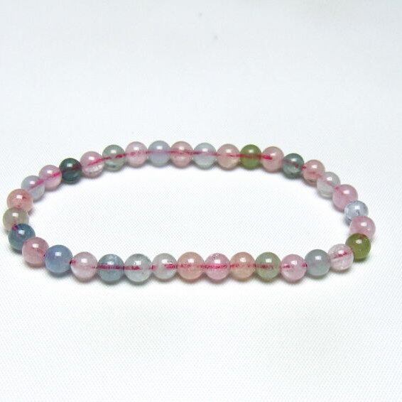 ミックスカラーベリル ブレスレット 5mm 一点物 メール便可 [M便 1/10] 111-48797