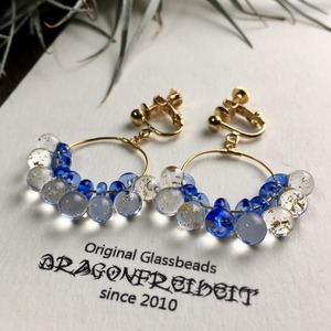 蜻蛉玉イヤリング『オーシャン』