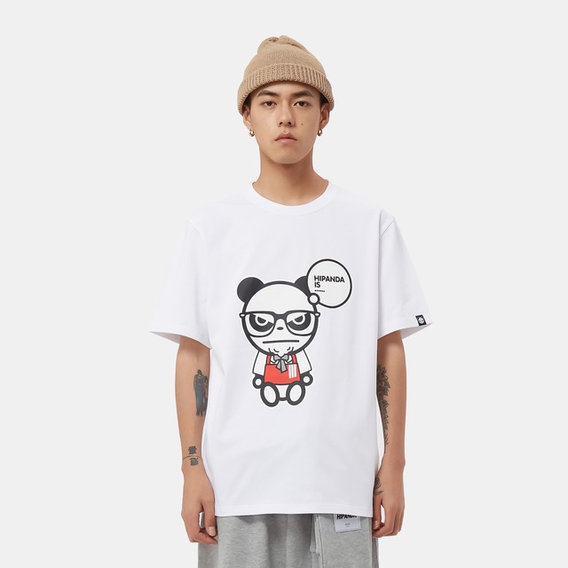SALE【HIPANDA ハイパンダ】メンズ カーネルおじさん パロディ プリント Tシャツ MEN'S KFC PARODY PRIINT SHORT SLEEVED T-SHIRT / WHITE・BLACK・BEIGE