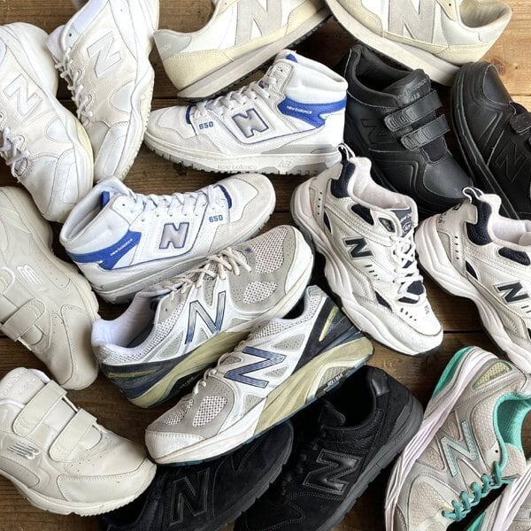 1点物◇ニューバランスBB650白レザースニーカー青バッシュ古着メンズ