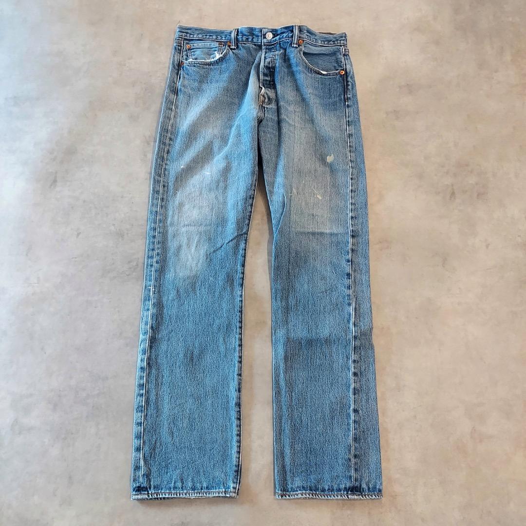 リーバイス501 Levis W34 ブルーデニム 青 ヒゲ 古着 18147