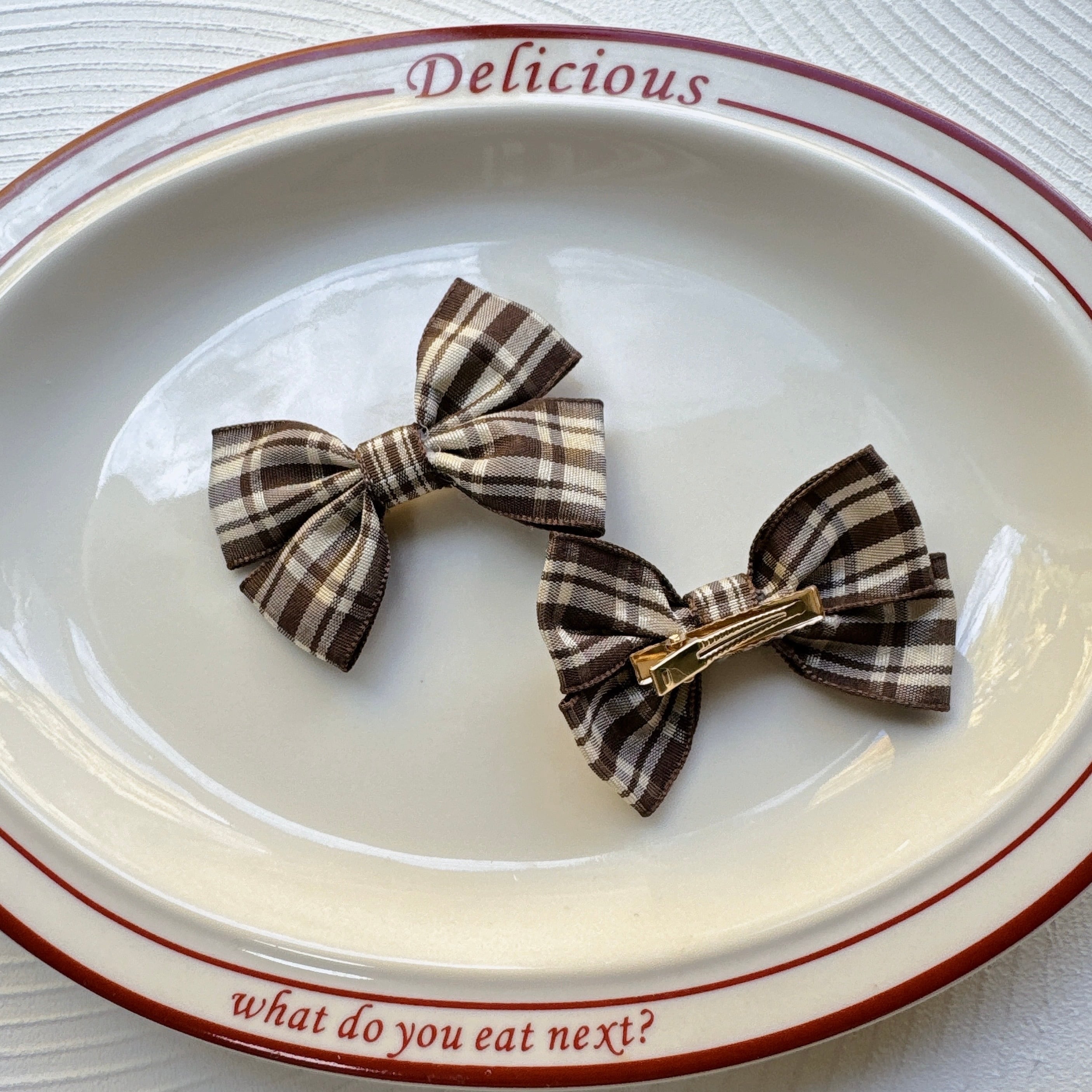 チェックダブルリボンパッチン