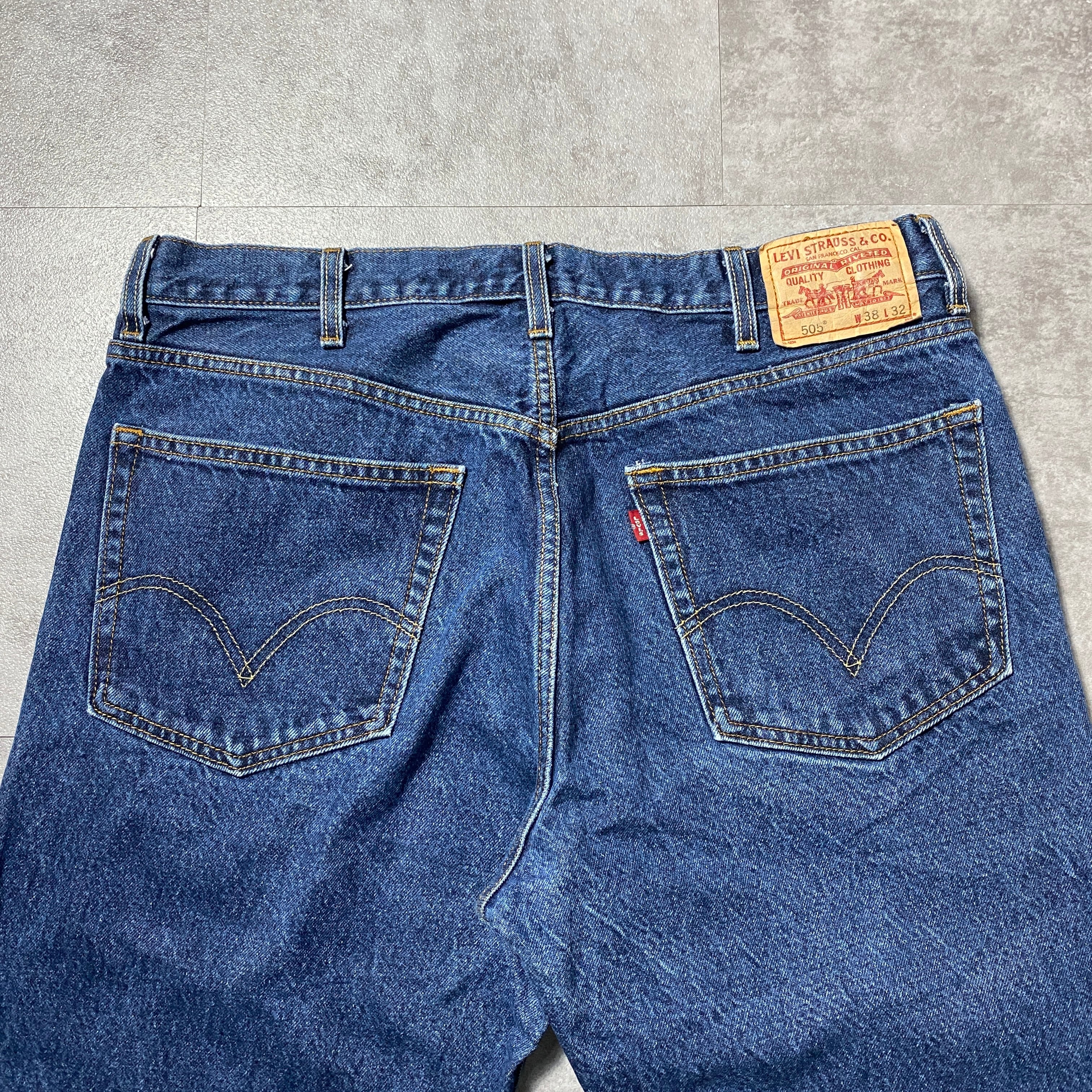 W38 L32】00's Levis 505 リーバイス ジッパーフライ ストレート 濃紺