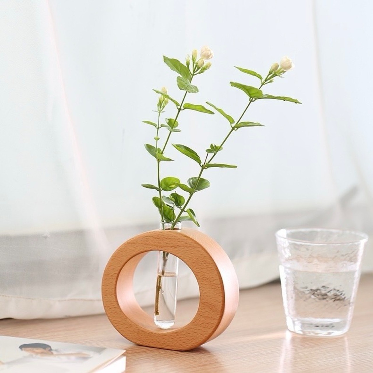 【木製 インテリア 花瓶】試験管 丸 ラウンド 北欧テイスト フラワーアレジメント 一輪挿し ミニマリスト シンプル 水耕栽培 観葉植物