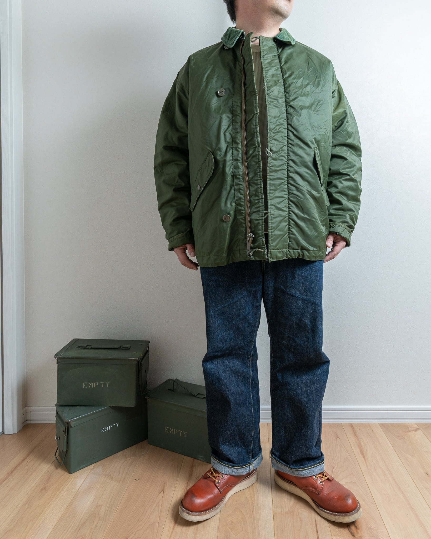 米軍 実物 ナイロンデッキジャケット+パンツ SMALL】 U.S.NAVY Deck Jacket Extreme Cold Weather Impermeable Used