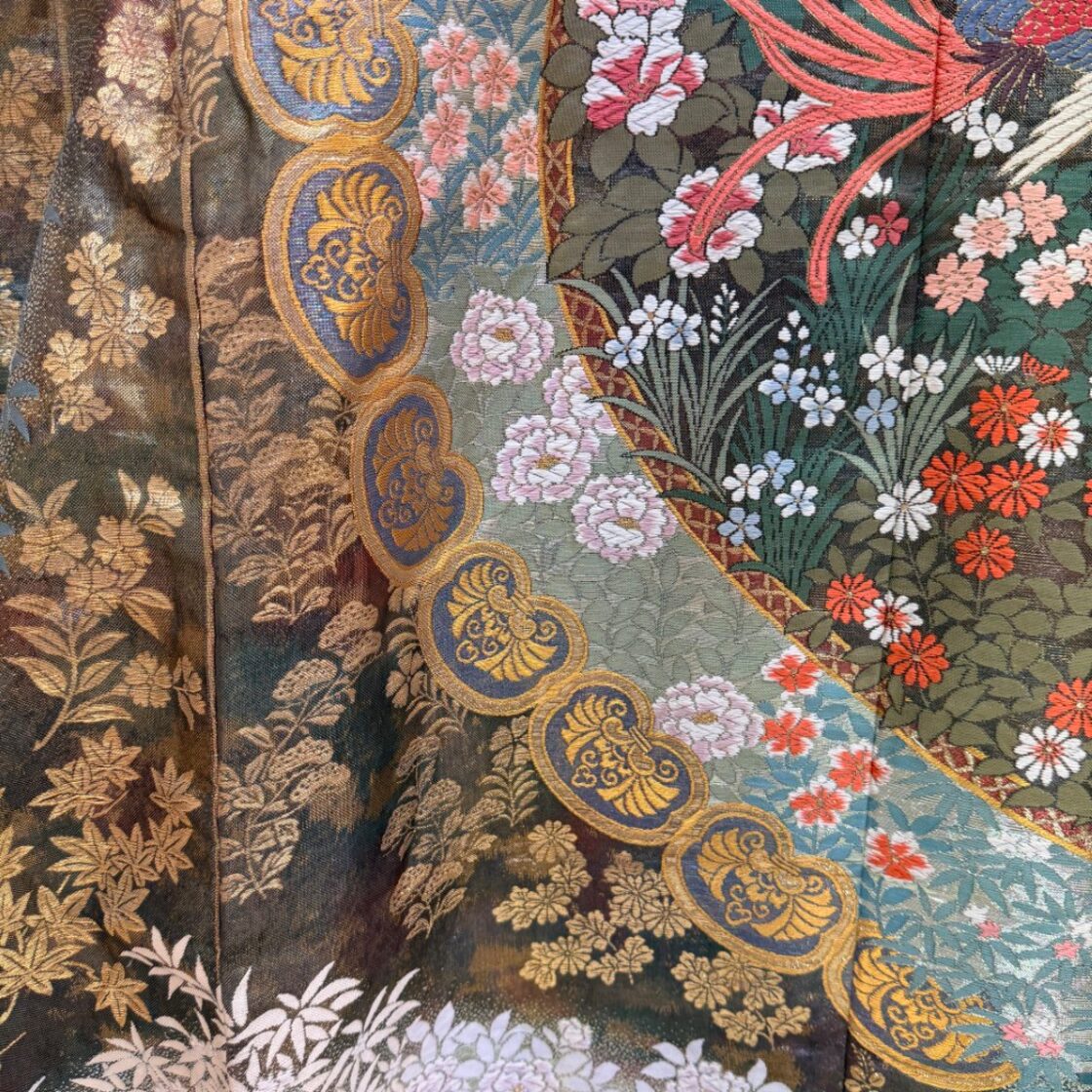 色打掛 正絹 刺繍 緑 打掛 花嫁衣裳 婚礼 リサイクル 中古 ブライダル 