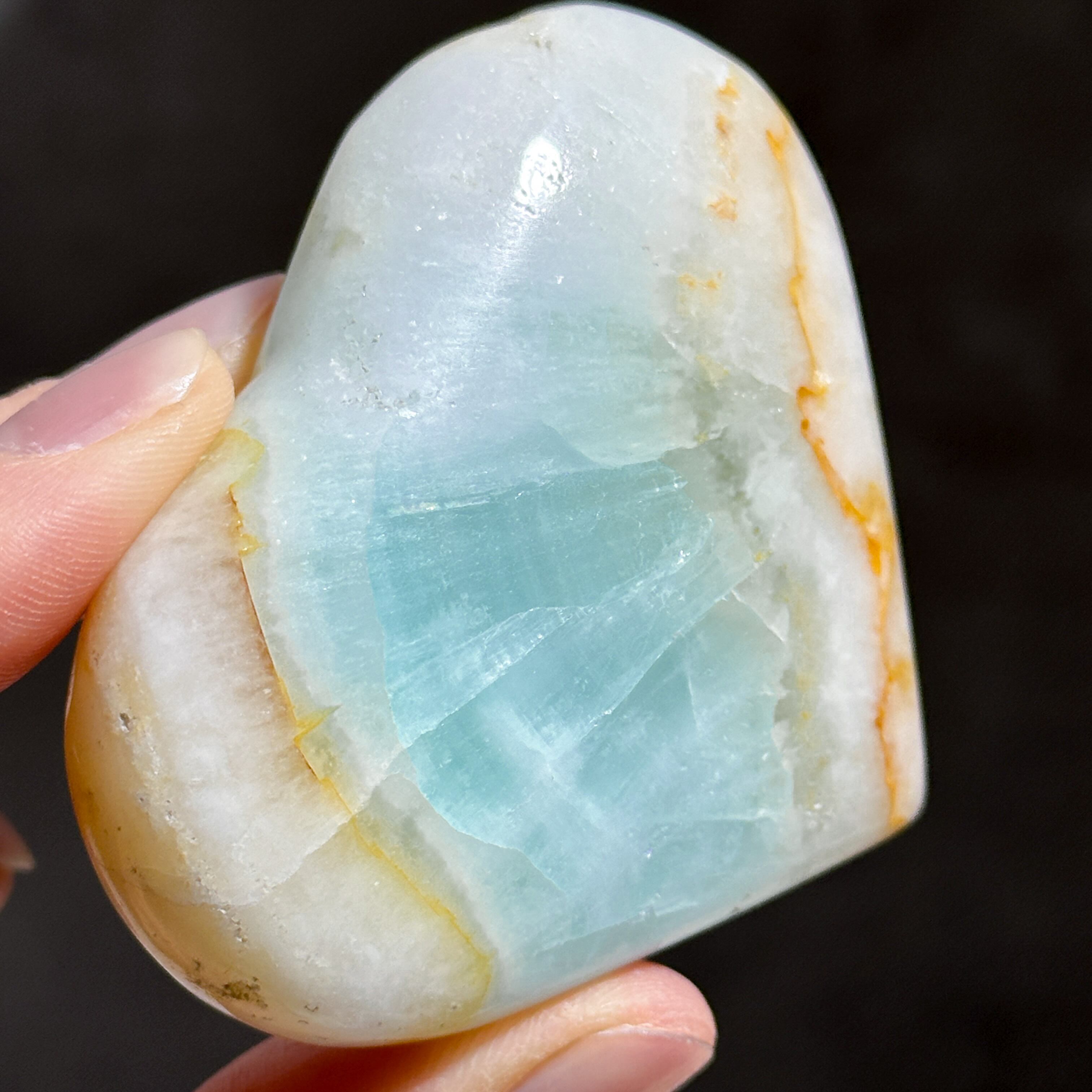 カリビアンブルーカルサイト ハート 23◇Caribbian Blue Calcite