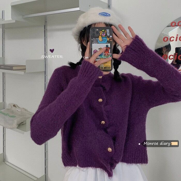 スタンダードセーター レディースルーズカーディガンニットトップス オータムウィンターショートコート ロング レトロ 秋物 冬物 モンロー53167329353