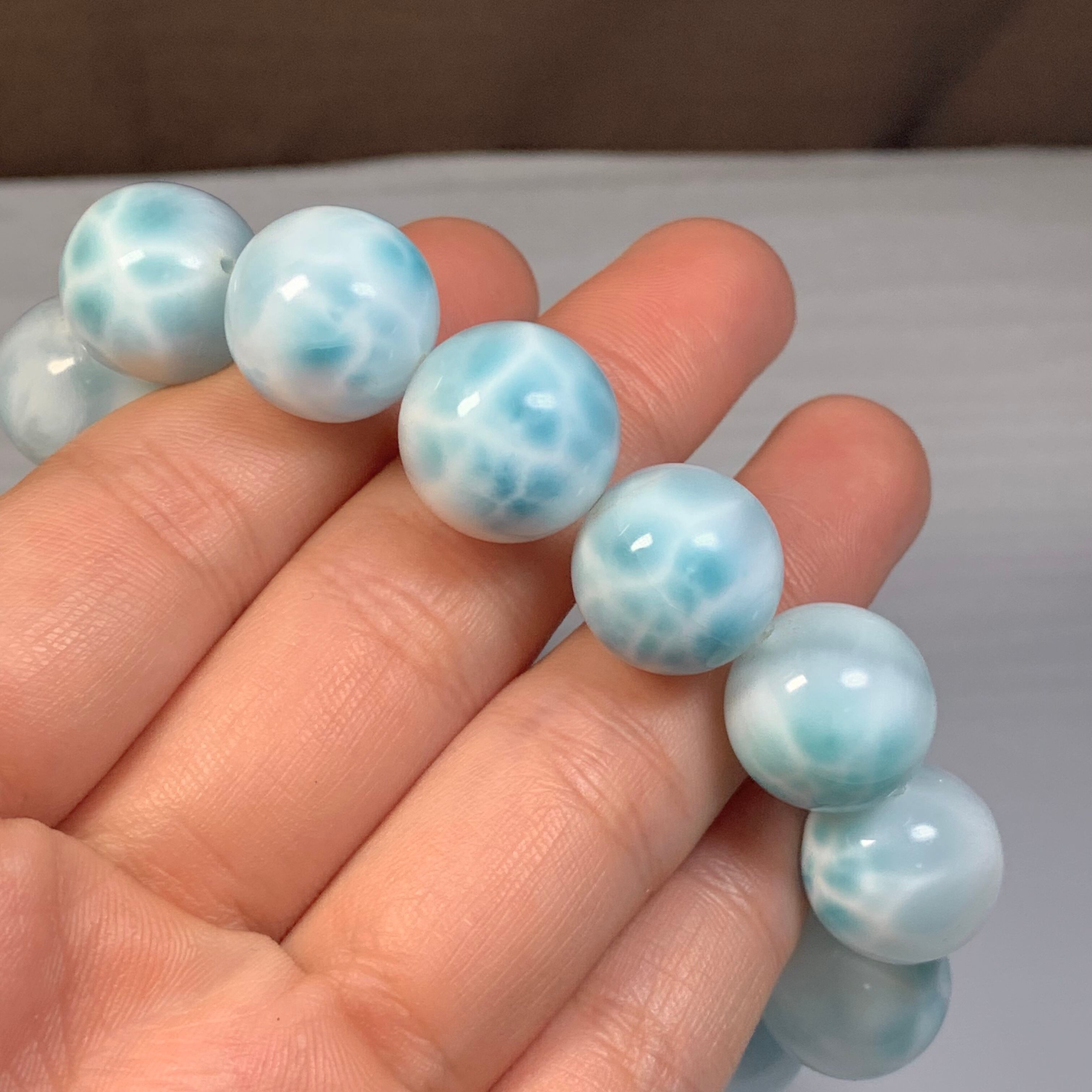 4.海面模様が美しい・大玉アイスラリマー ブレスレット | Naturaltreasure