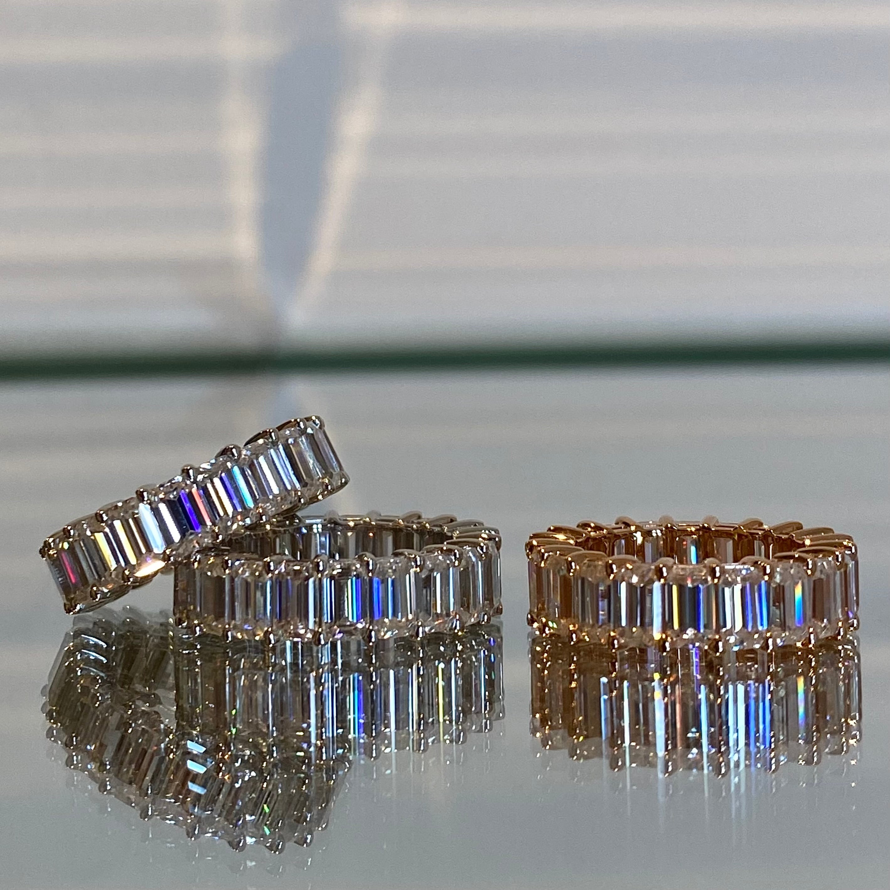 3*5mmエメラルドカット フルエタニティリング Silver925 プラチナ