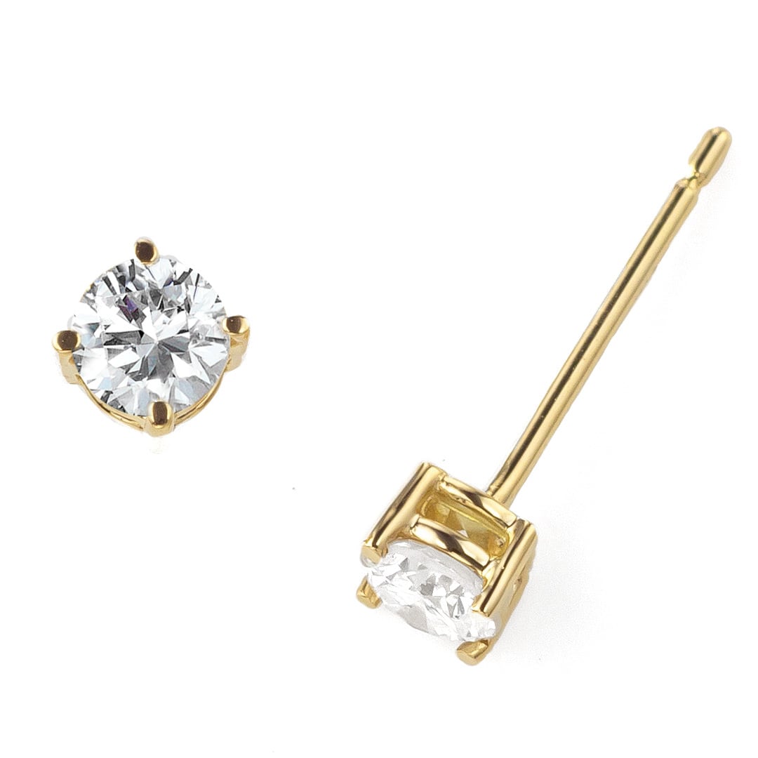 オシャレ人気 0.4ct ダイヤモンド K18 pg 一粒 6本爪 ピアス 鑑別