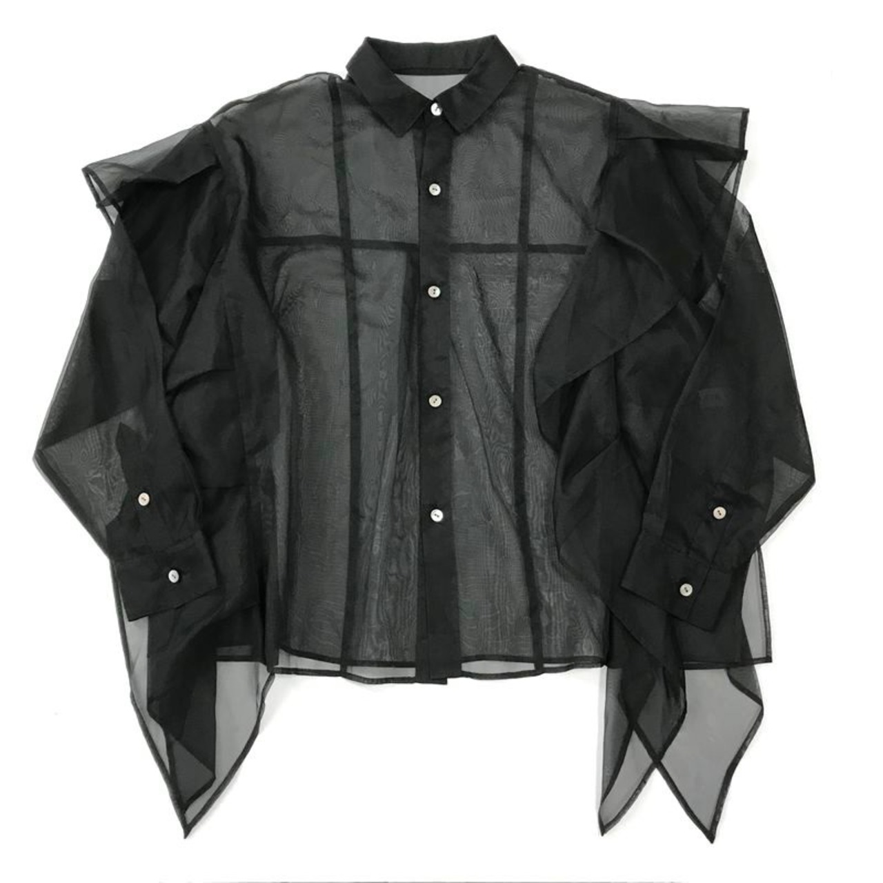 HeRIN.CYE ヘリンドットサイ Many frill big sheer shirt メニーフリル 