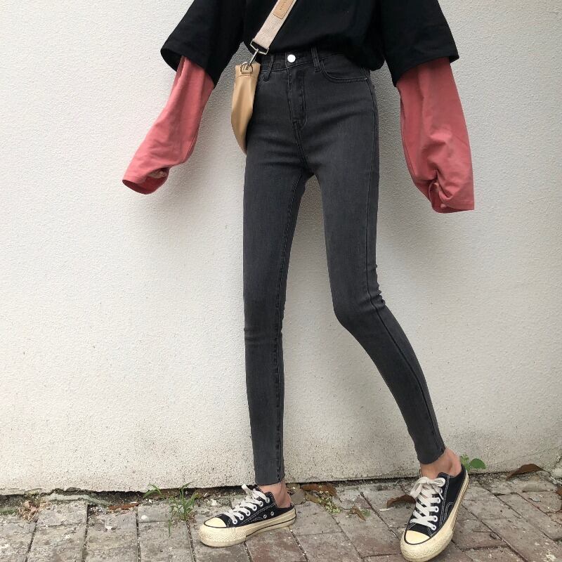 スプリングスタンダードジーンズ ウェストパンツ スキニーレディース レトロ 春物 YY-ファッション87059752767