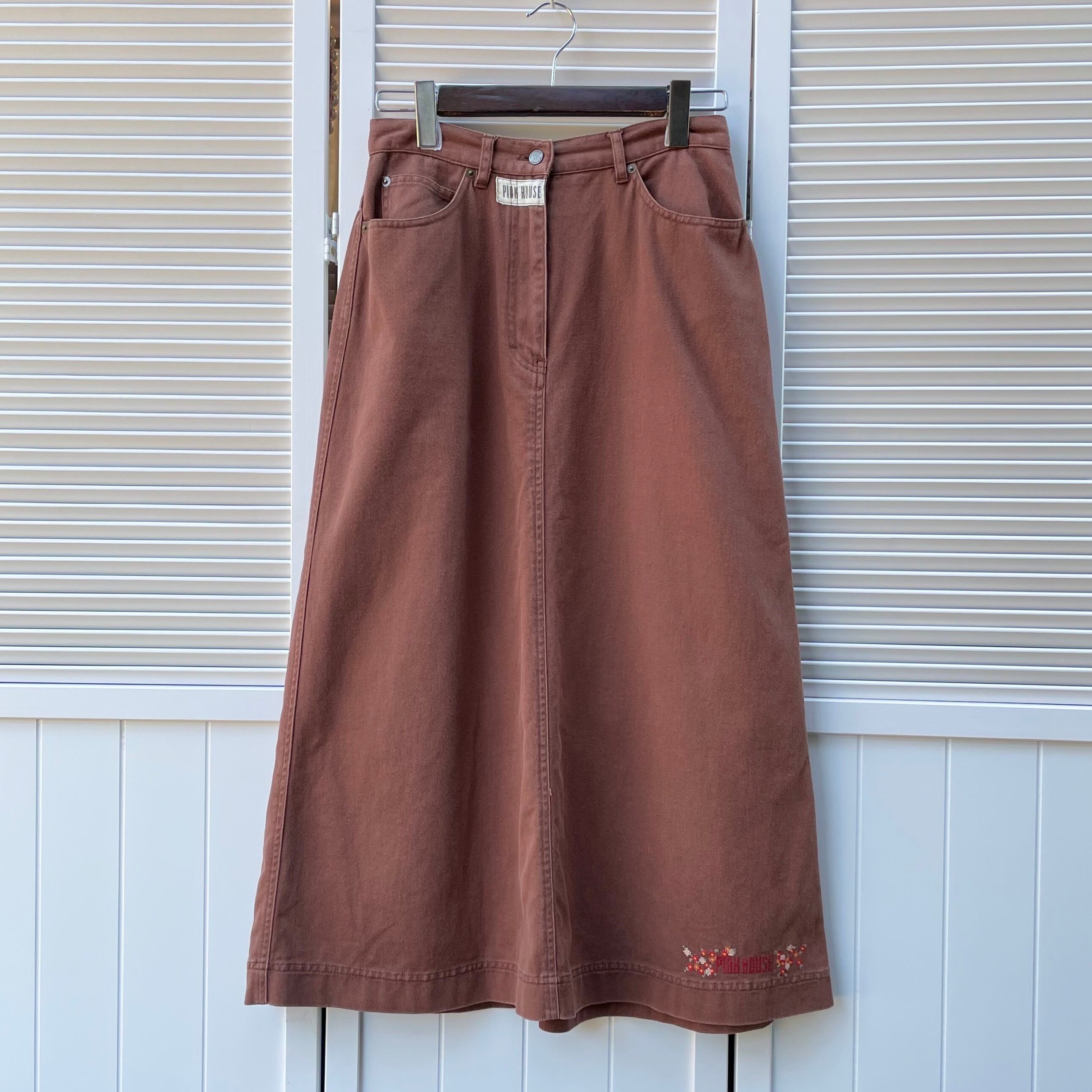 PINK HOUSE brown denim skirt 〈レトロ古着 ピンクハウス ブラウン