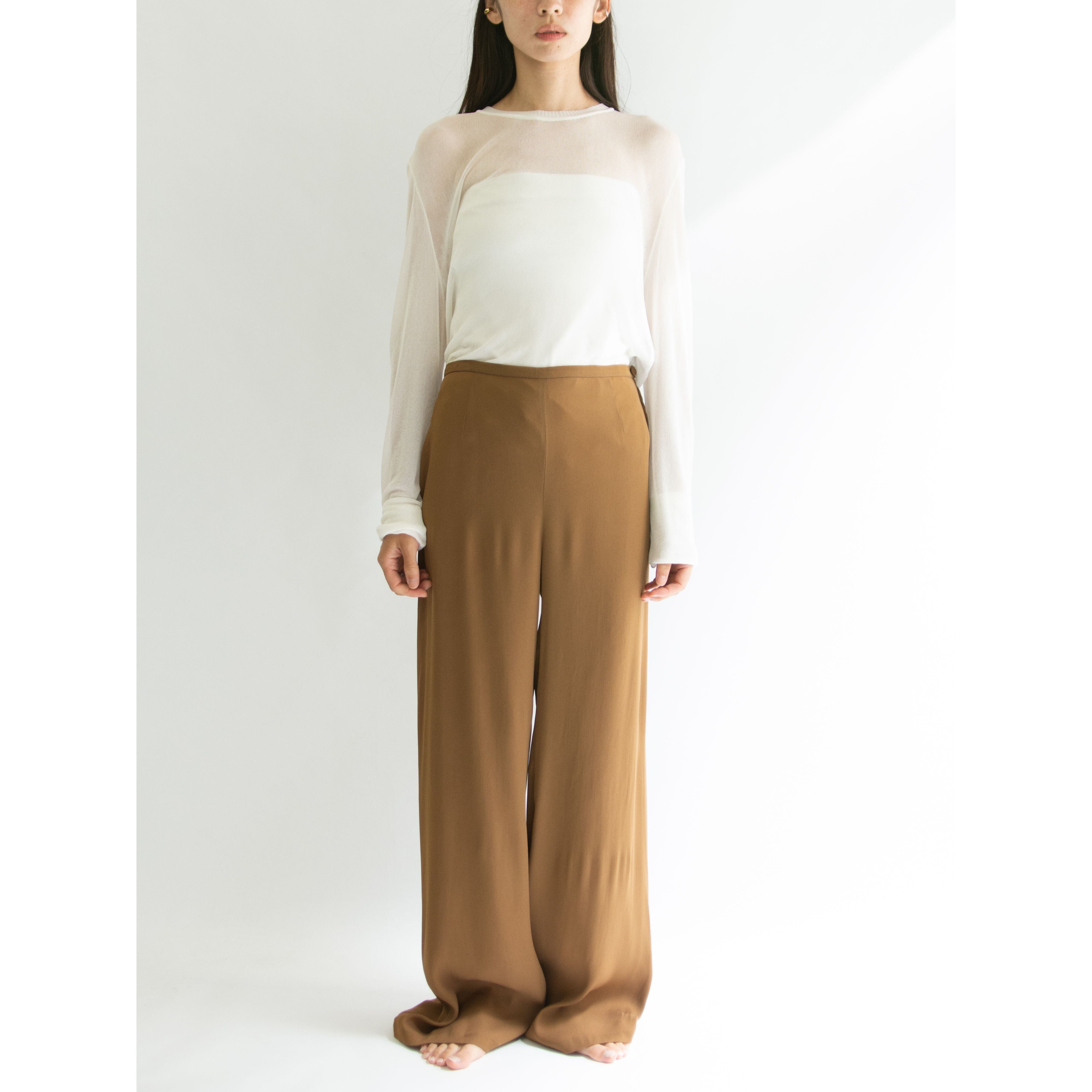 【PianoForte di MaxMara】Made in Italy Acetate-Nylon-Silk Wide Pants（ピアノフォルテ マックスマーラ イタリア製 シルク混 ワイドパンツ）