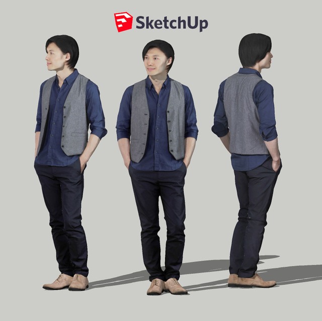 SketchUp素材　3D人物モデル ( Posed ) 069_Syun - メイン画像