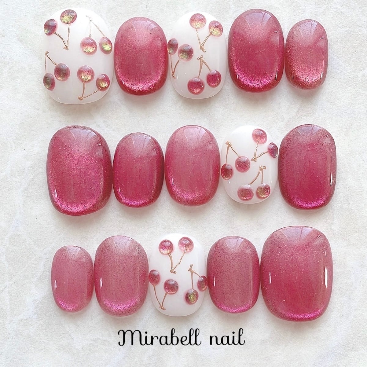 さくらんぼ うるうる ぷっくり マグネット 10枚 15枚 ネイルチップ オーダー セット #ncs019