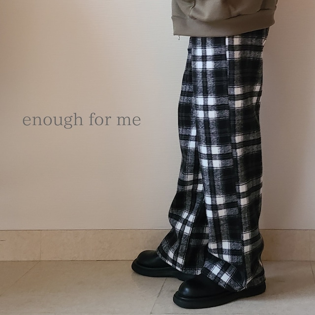 【enough for me】裏起毛チェックパンツ(041)