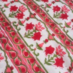 ブロックプリント生地【50cm単位】インド綿 ストライプ柄 白×赤×ピンク #27061-RD3