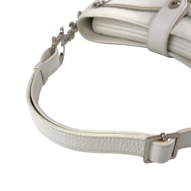 Christian Dior クリスチャン ディオール ショルダーバッグ ホワイト Dモチーフ レザー ワンショルダー vintage ヴィンテージ オールド 8te7iw