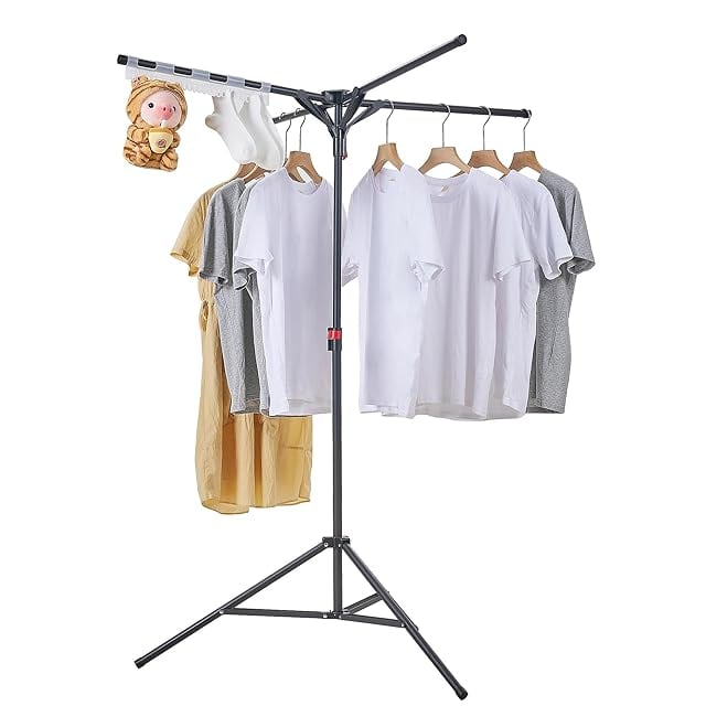 VECELO 物干しスタンド 直径90cm 折りたたみ式 【調節可能な四本腕の