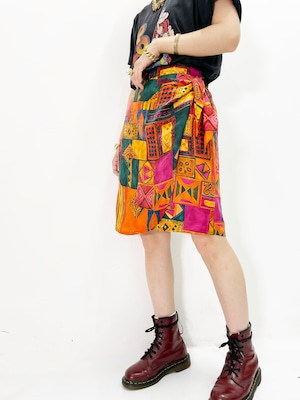 Vintage Silk Pattern Skirt