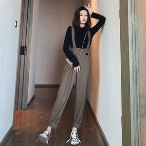 セットアップ レディース 送料無料 トップス ボトムス パンツ カットソー オールインワン サロペット ストレートパンツ 9分丈 アンクル丈 袖あり 長袖 ハイネック ベルト ウエストマーク ハイウエスト 上下セット 2点セット ツーピース お得 かわいい 大人可愛い シンプル カジュアル おしゃれ かっこいい レトロ 大人女子 こなれ感 ラフ ラブリー キュート ガーリー ルーズ 個性的 S M L XL 2XL 黒 ブラック カーキ 無地 春 秋 冬 10代 20代 ママ お出かけ 休日 運動