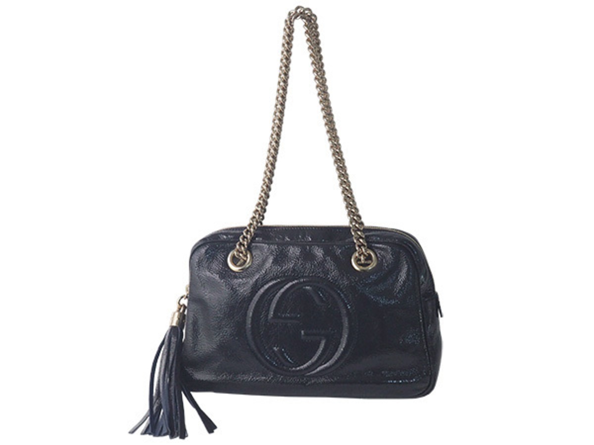 グッチ GUCCI ソーホー インターロッキングG パテント チェーン 