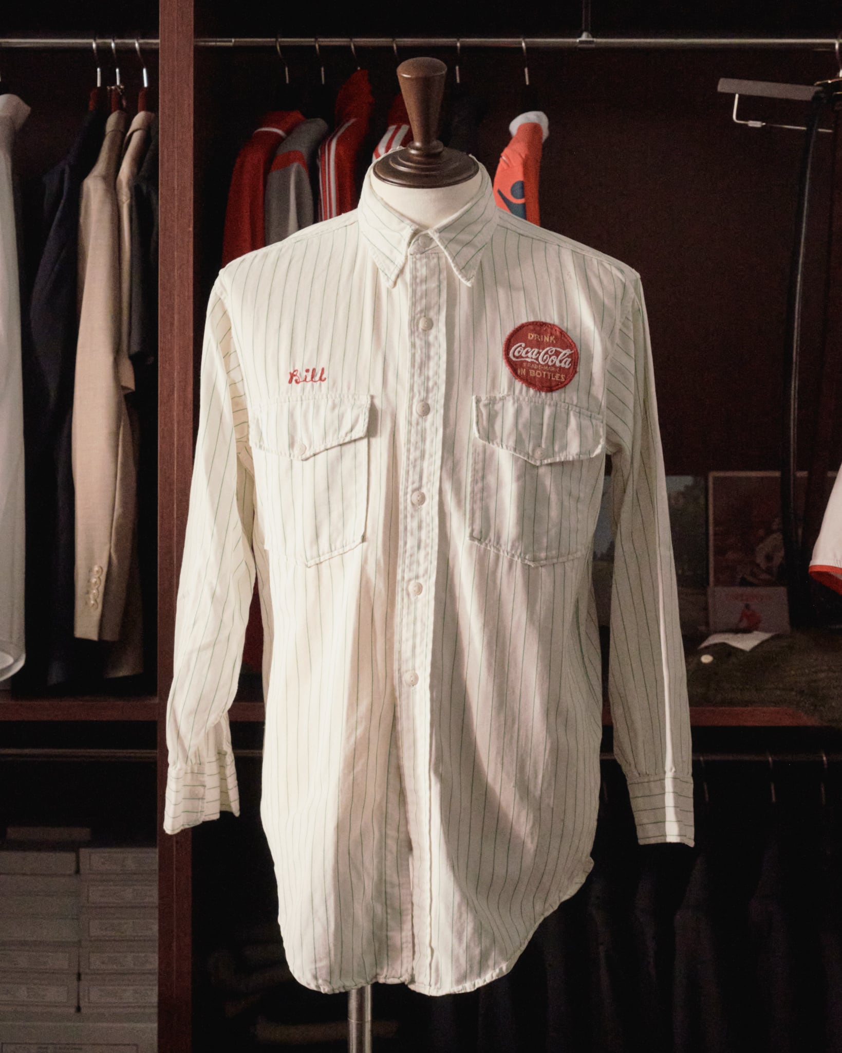 逸品】50s Coca-Cola special vintage work cotton stripe white made